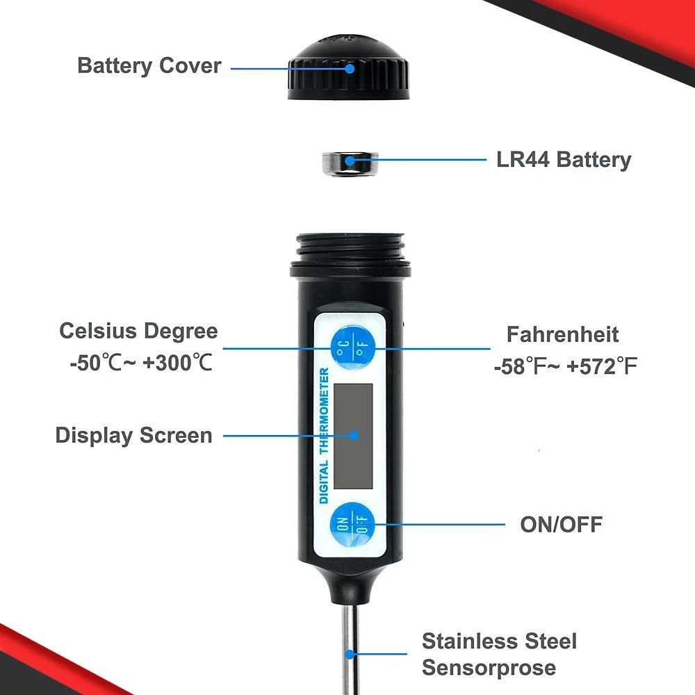 Kitchen Oil Thermometer Needle Food Meat Milk Instant Reading Meat Digital Thermometer Tester with Probe, Kitchen Accessories