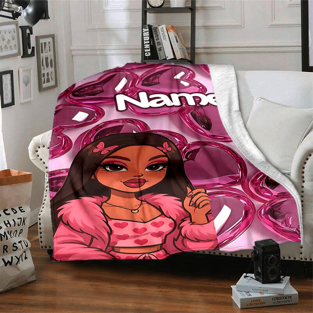 Custom Name Bold Beautiful Character Design Party Blanket For Couch Bed Plush Cozy Fuzzy Blanket Super Soft Warm Blankets For Fall And Winter 091636