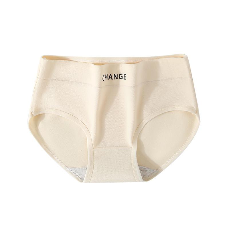 Women's Summer Simple Pure Cotton Antibacterial Crotch Skin Friendly Comfortable Breathable Mid Waist Briefs