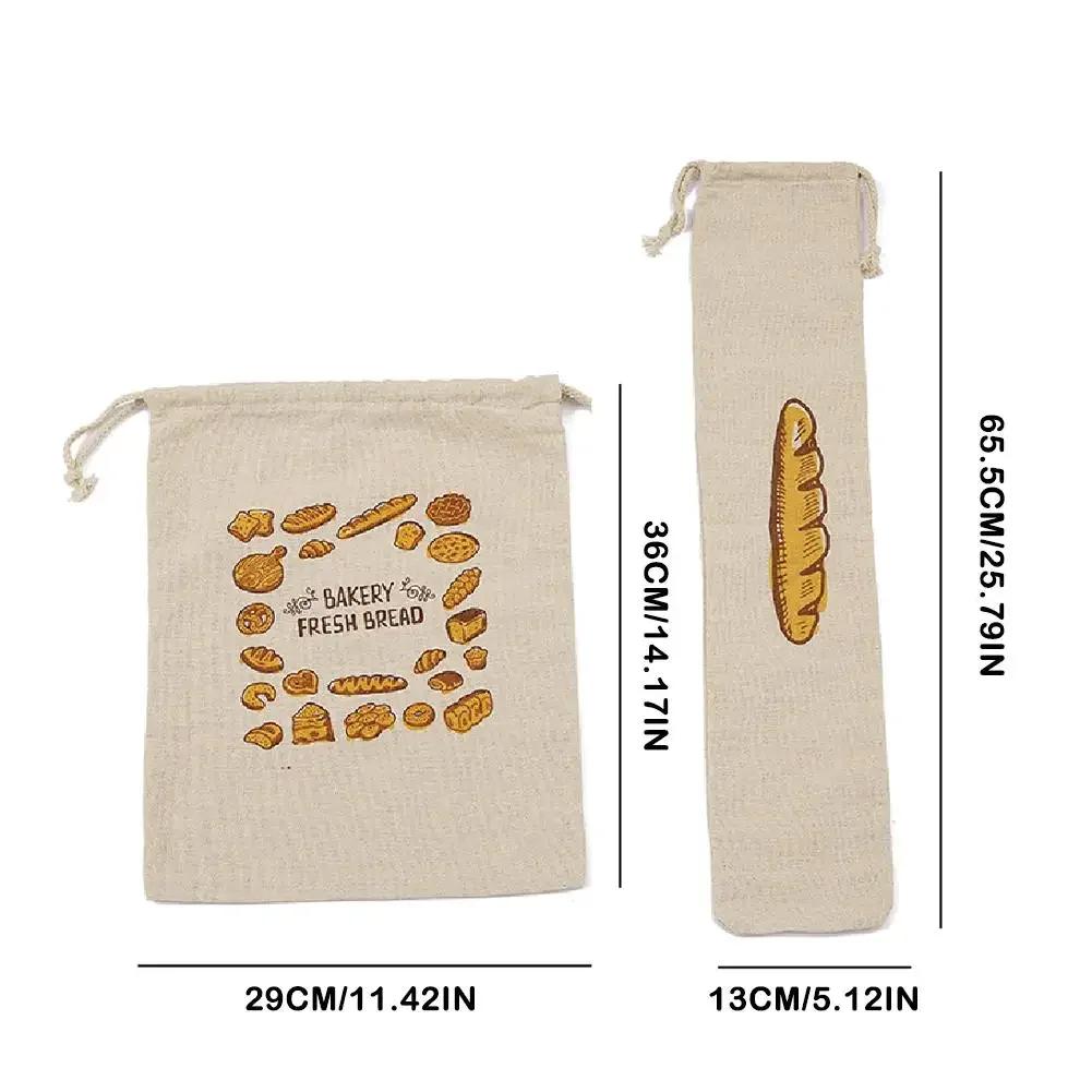 Reusable Drawstring Linen Bread Bags Large Washable Storage Food Accessories Home Unbleached Kitchen Organizer