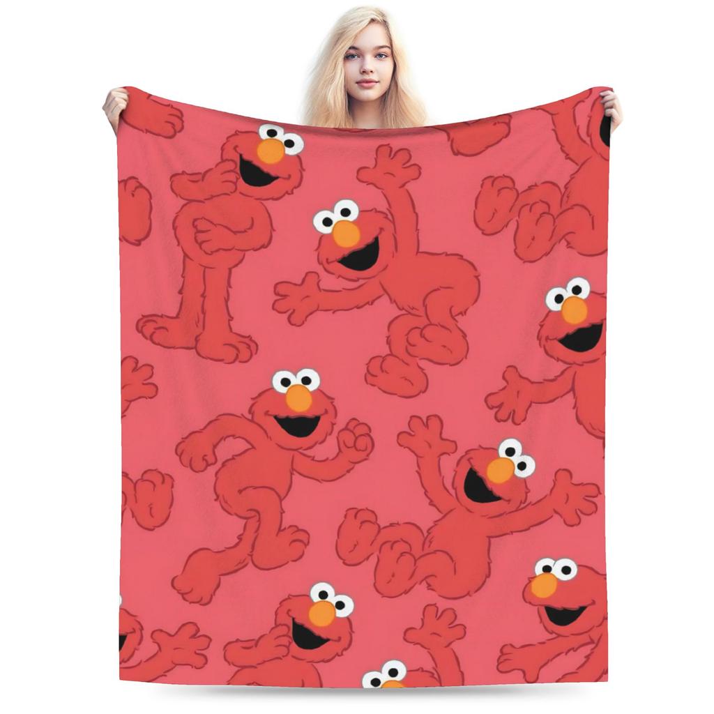 Sesame Street Cartoon Blanket Flannel Spring/Autumn Elmo Friends Breathable Warm Throw Blanket for Sofa Travel Bedspreads