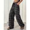 Women's Plaid Trousers, Casual Straight-Leg Pants, Wide-Leg Pants, Student-Friendly, Comfortable