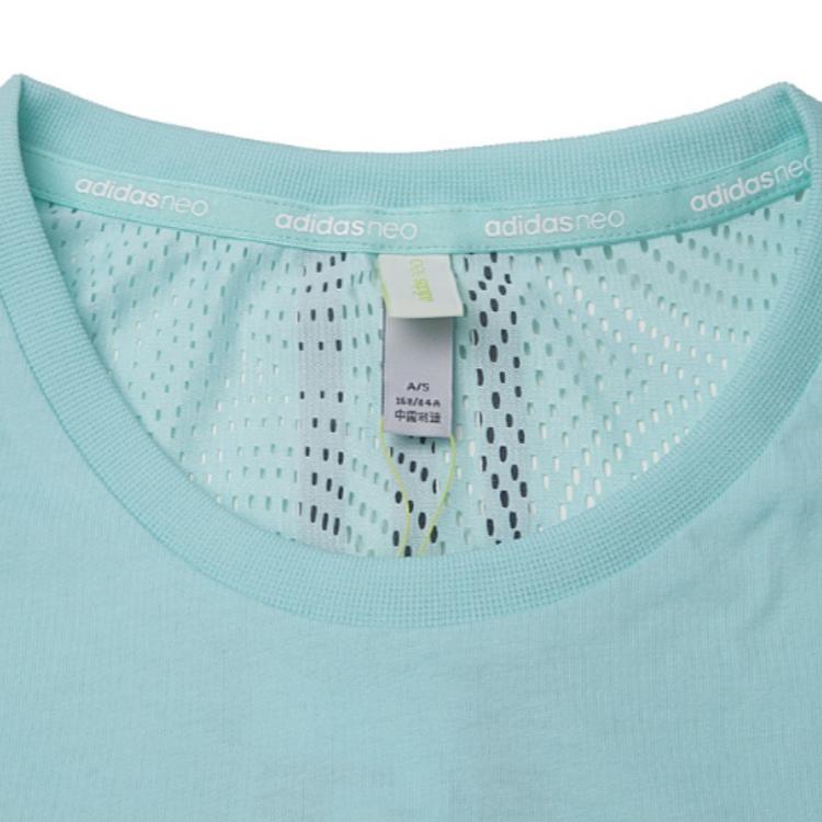 adidas Neo Sports Casual Series Round Neck Fashion Versatile Short Sleeve Drop Shoulder T-Shirt Women T-Shirts Blue CF9797