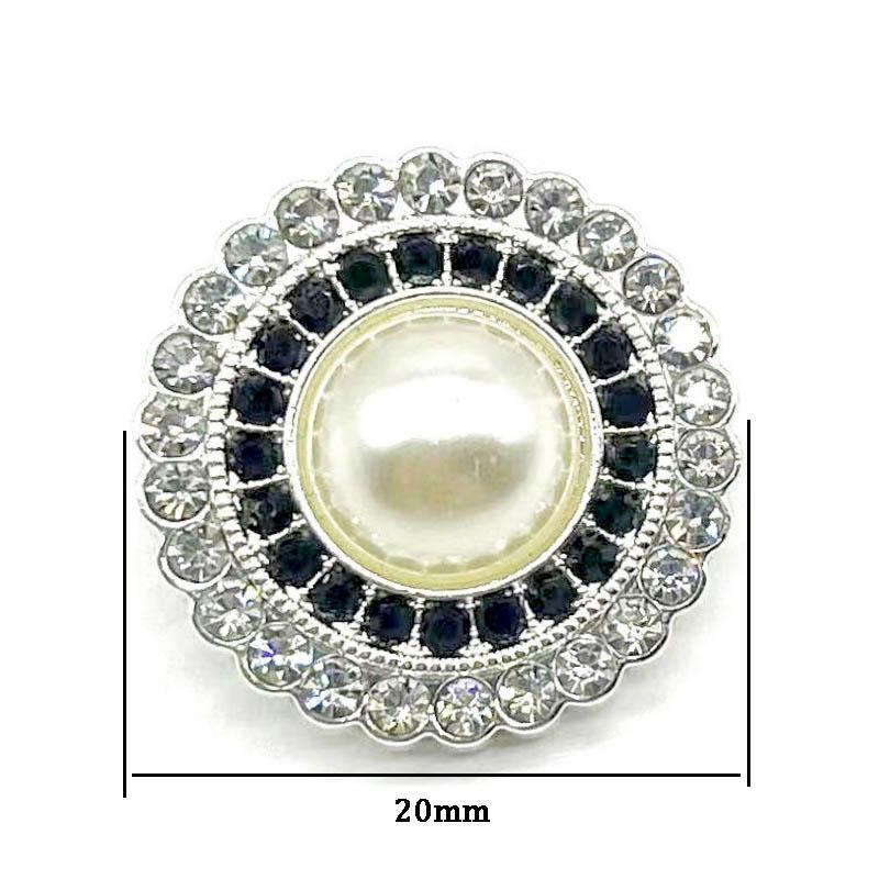 

10pcs Metal Button Sewing Clothing Inlaid Pearl Rhinestone Button Decorative High-Grade 20MM Silver Button DIY Craft Accessories