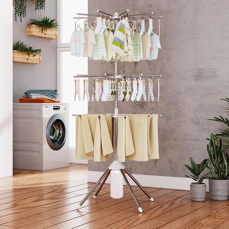 Stainless Steel Multi-functional Rotating Baby Clothes Drying Rack for Indoor/Outdoor Use