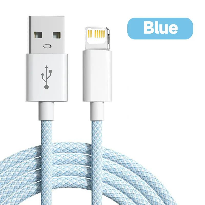 

Цветной плетеный USB-кабель PD 20 Вт для iPhone 14 13 11 12 Pro Max 7 8 X Быстрая зарядка для iPad Зарядное устройство для телефона Кабель для передачи данных Аксессуары 1m синий