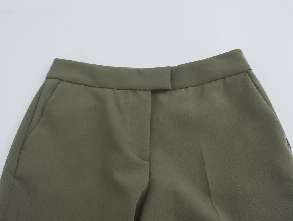 Women's Double-Breasted Shoulder Pad Suit Jacket and Trousers Set