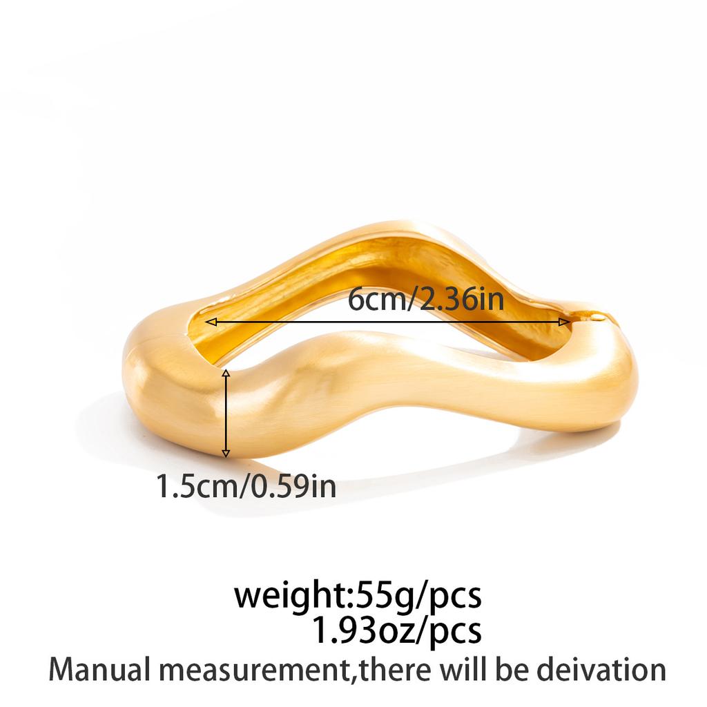 Exaggerated Metal Matte Texture Wide-Sided Bracelet, Irregular Design Water Drop Spring Bracelet