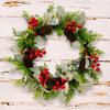 American European Elegant Style Christmas Red Berry Wreath Perfect For Seasonal Decor