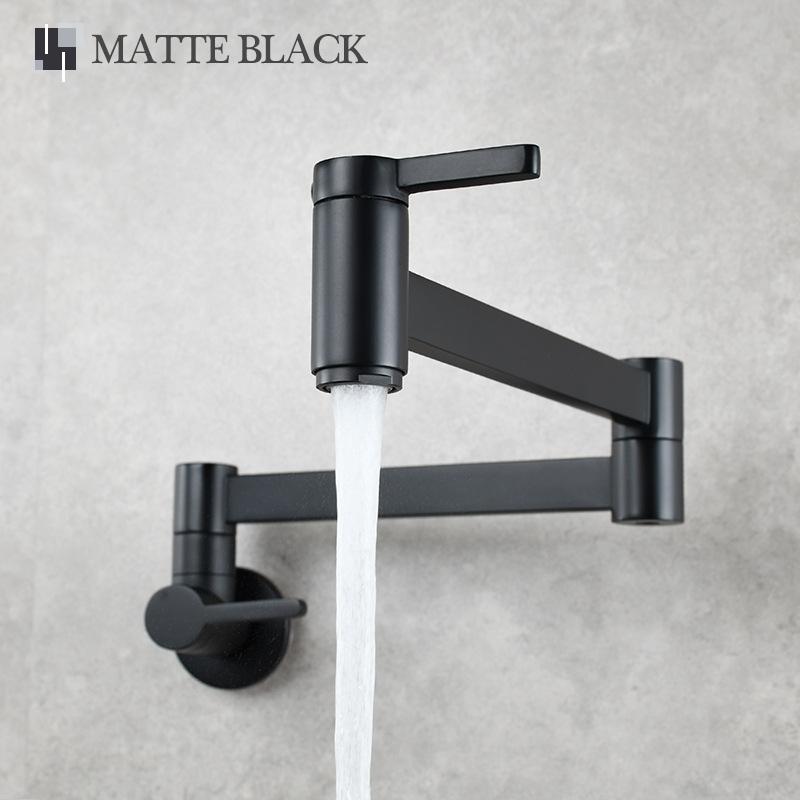 Brass Double Switch Basin Faucet Kitchen In-Wall Foldable Single Cold Tap Mop Sink Extension Pot Filler Faucet Gold Black Chrome