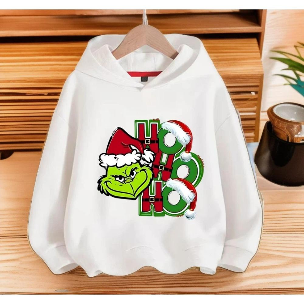 Fashion Men Women's Hoodies Christmas Green Monster Print Pullover Top Cartoon Casual Sweatshirt Kids Hoodies Long Sleeve Clothing