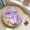 Girls Block Plaid Sleeveless Top And Shorts Set Stylish Two Piece Outfit For Baby Girls Summer Casual Wear