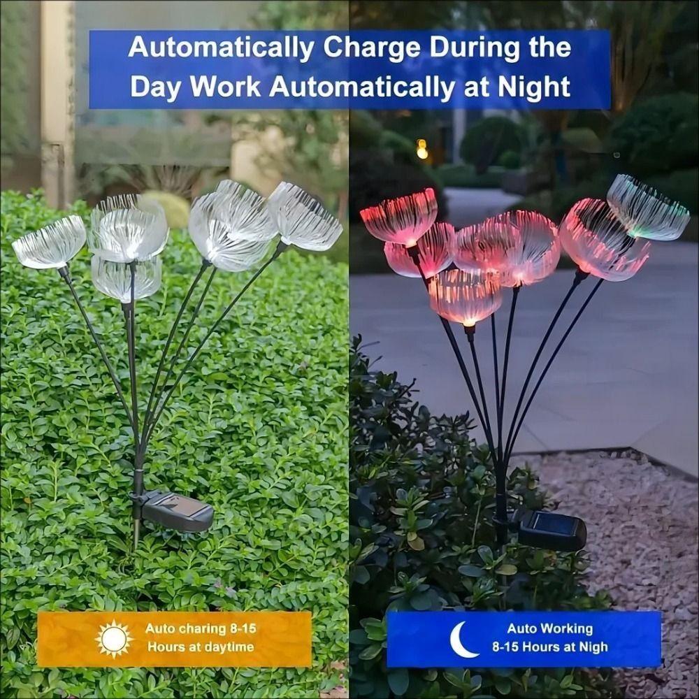 Solar Powered 6 Heads Jellyfish Light Waterproof Landscape Lawn Lamp  Garden Decoration