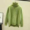Winter Turtleneck  Thicken Sweater Women Casual Warm Plush Lining Knit Tops Add Velvet Bottomed Blue Pullover