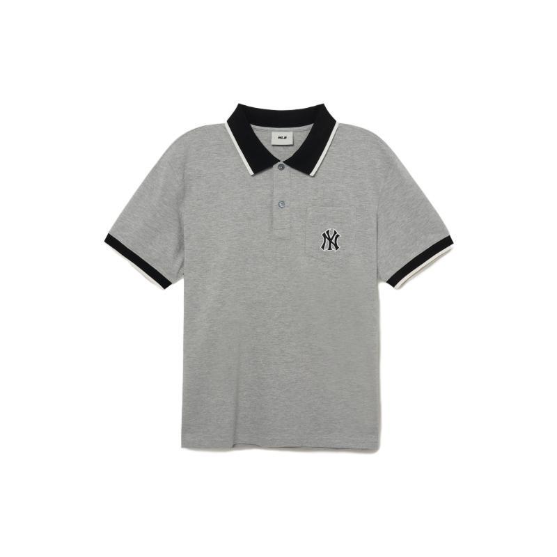 MLB Polo Shirts Men s Gray Polo Collar Moderate Straight Fit 3LPQB0133-50MGS XXL