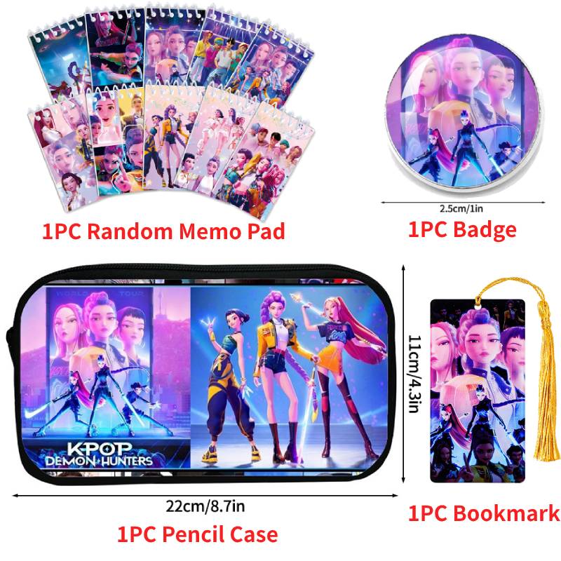 Kpop DHunter Student Pencil Case Large Multi-layer Pen Bag Case For Girl School Pen Bag Cartoon Demon Pencil Box Pen Holder Case