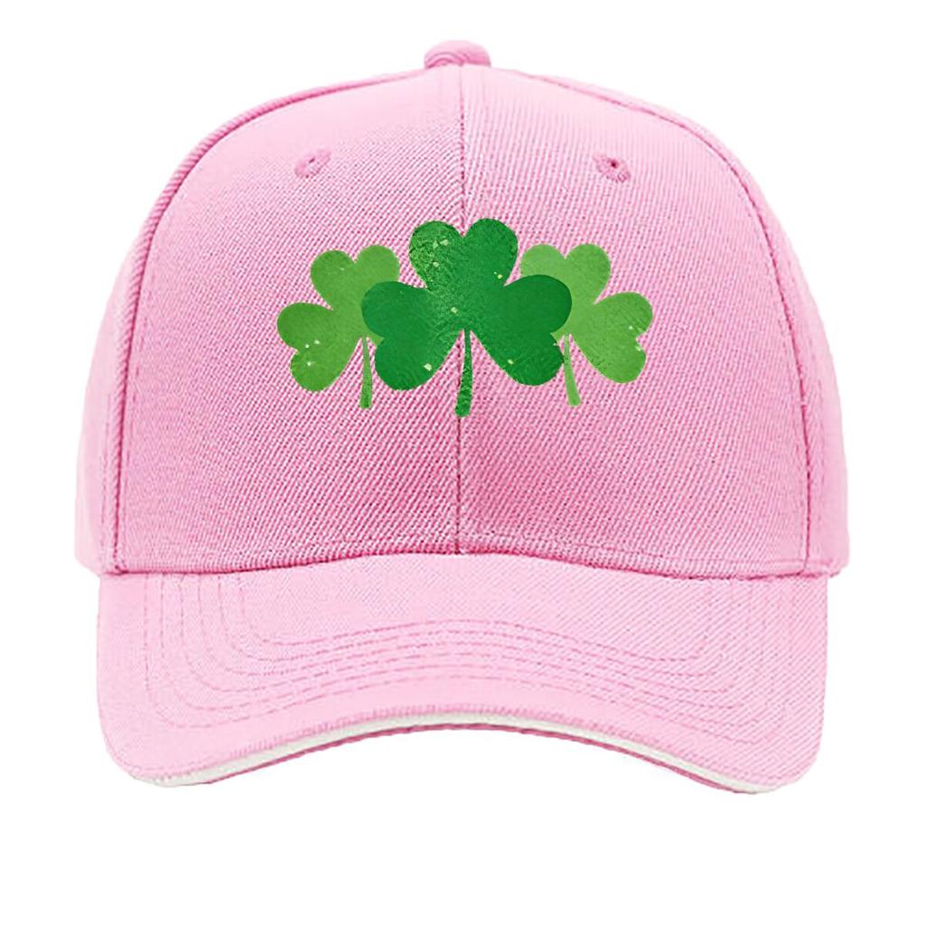 Green Clover Print Baseball Cap  Casual  Adjustable Snapback Ideal for Outdoor Travel and Campi Sandwich Baseball Cap