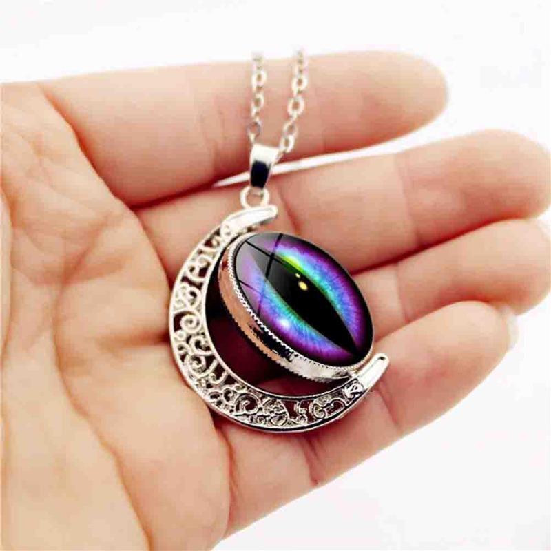 Corrente multicolorida joia olho colar presente de rotação da lua