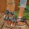 22 summer new round head Boken flat-bottomed slippers retro printing beach buckle sandals large size