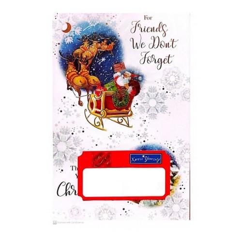 Simon Elvin Friends We Dont´t Forget Sleigh Christmas Greetings Card (Pack of 6)