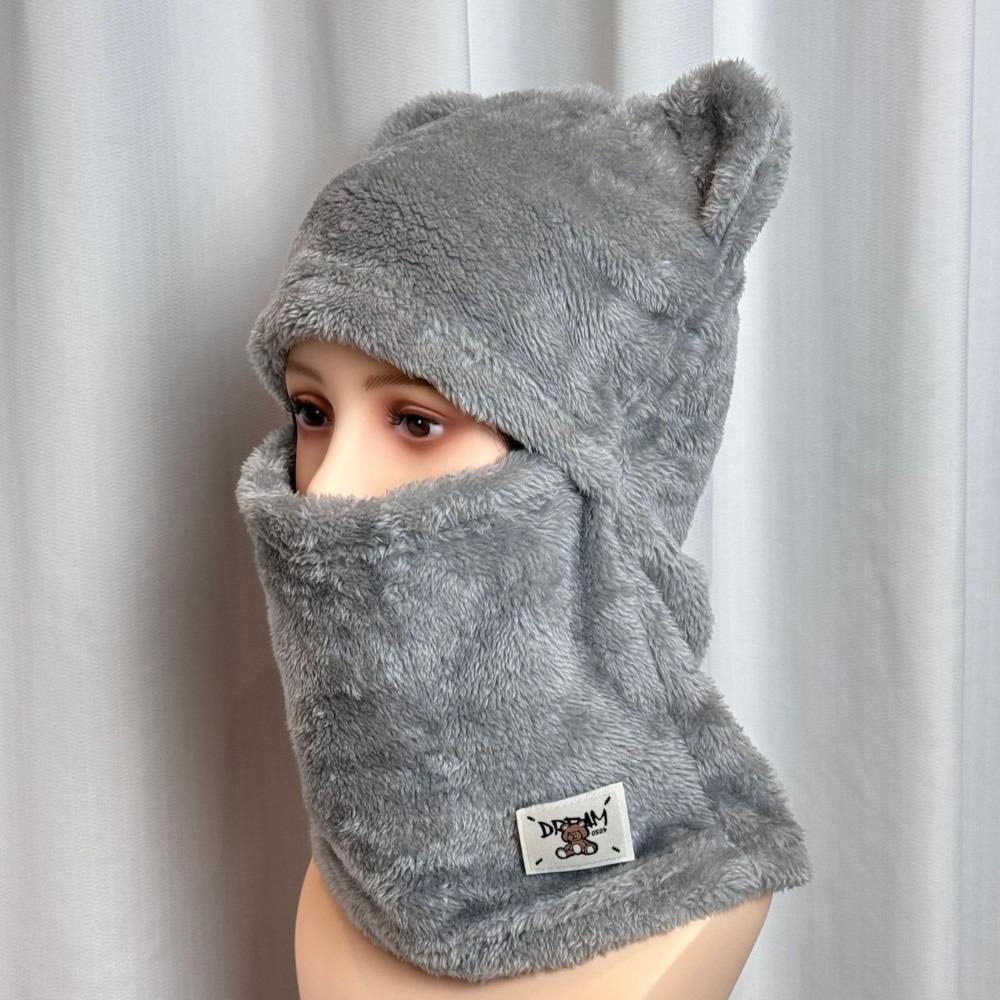 Windproof Beanies Cap Korean Style Winter Pullover Cap Casual Bear Cap Scarf Set  Girls