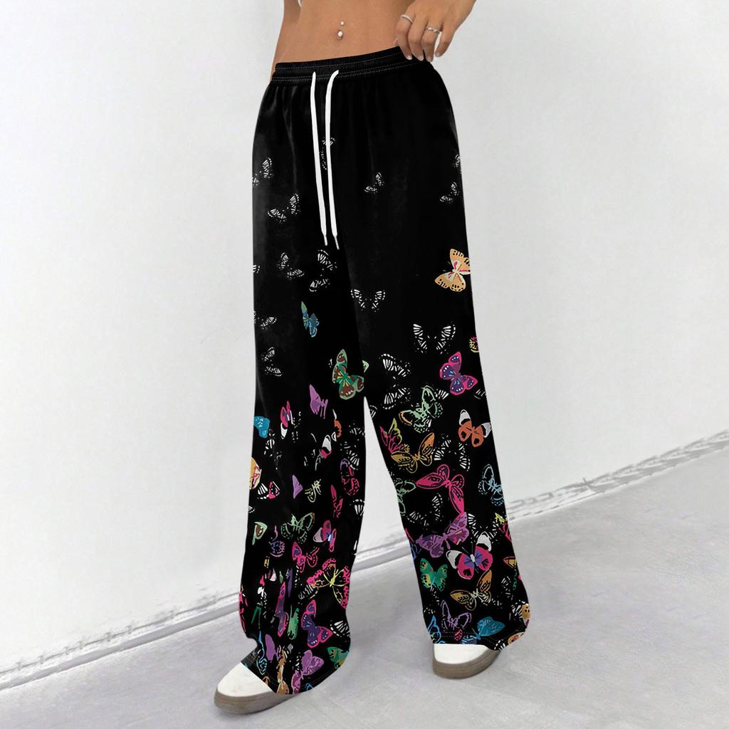 Women's Casual And Fashionable  Elastic Waist Loose Wide Leg Pants