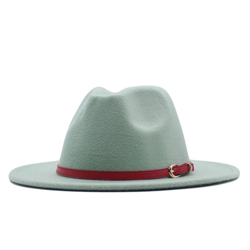 New spot European and American flat-brimmed felt jazz hat, British gentleman's retro woolen fashion felt hat