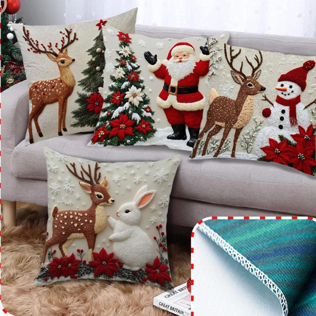 Christmas Pillow Covers Skin-Friendly Cushion Case Couch Pillow Covers For Sofa Bedroom Living Room Holiday Chair Dorm Apartment