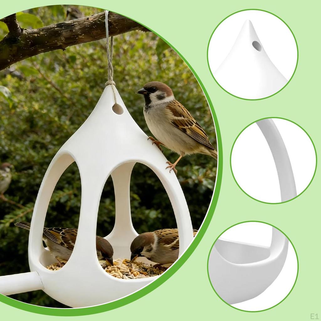 Bird Feeder Food Container Weatherproof Lawn Yard Ornament Compact Patio Outdoor Drainage