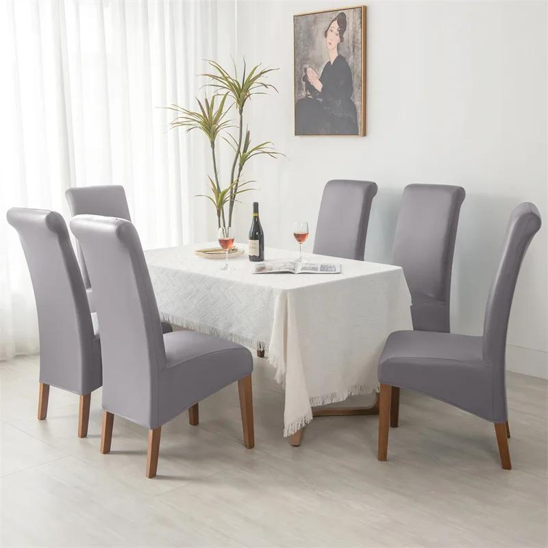 1 Stück PU Leder Wasserdichte Esszimmerstuhlbezüge Einfarbig Elastisch Großer Stuhl Überwurf Schmutzabweisende Stuhlbezüge Abnehmbar