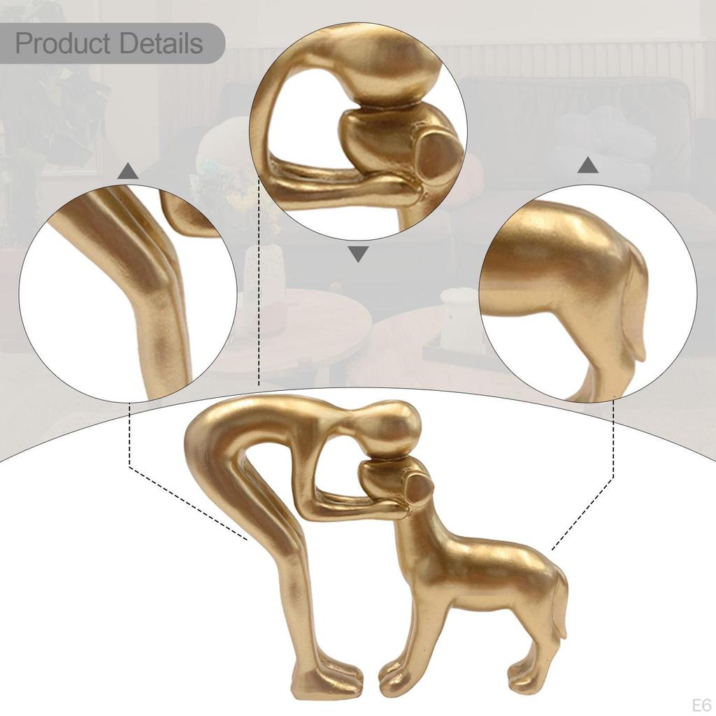 Human And Dog Figure, Resin Sculpture, Unique Gift for , Ornament, Statue Office, Party,