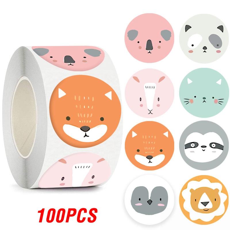 100-500pcs Cute Bear Thank You Sticker Children Sealing Labels Sticker for Gift Envelope Kid Gift Packaging Decorative Stickers