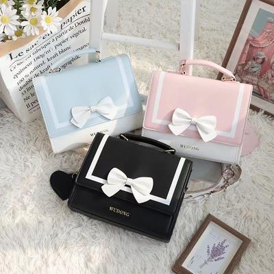 Harajuku Bow Jk Messenger Bag Women New Fairy Core Handle Lolita Crossbody Bags Ladies Vintage Handbag Aesthetic