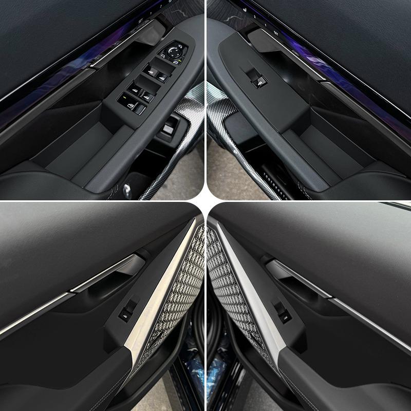 

Для BMW 5 Series i5 G60 2025-2025 ABS Текстура вуглецевого волокна Панель кнопки склопідйомника вікна автомобіля рамка внутрішні аксесуари чорний
