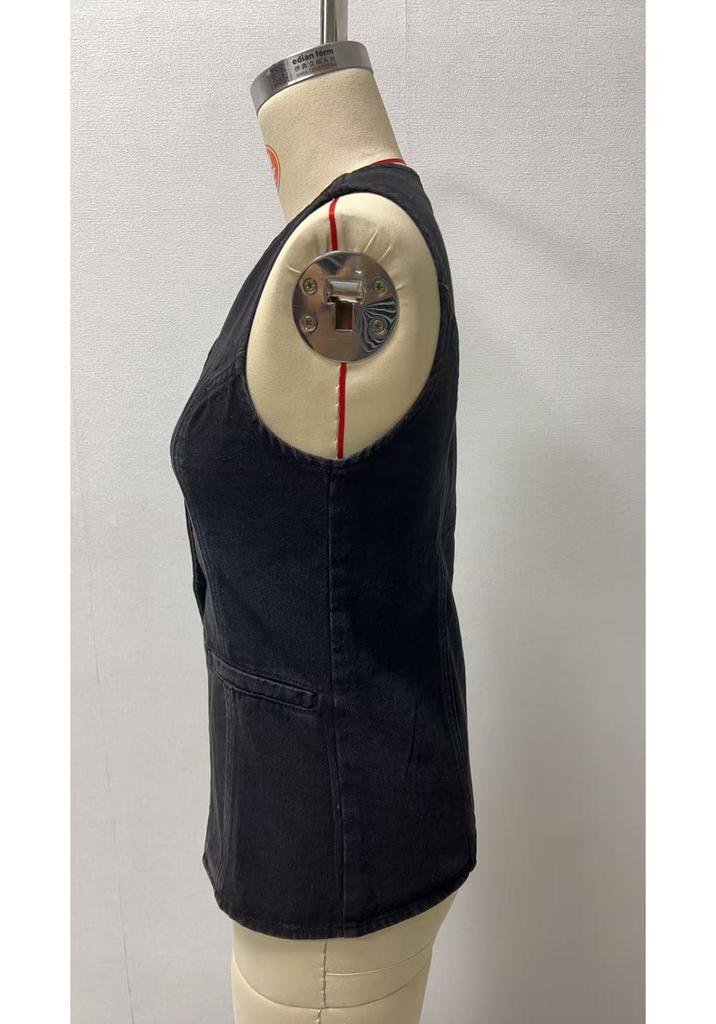 European & American Retro Sleeveless Denim Jacket for Women