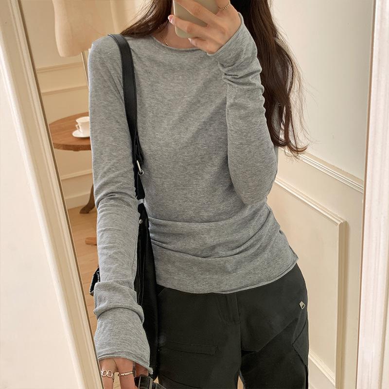 2025 New Slimming Round Neck Long-Sleeve Top for Women