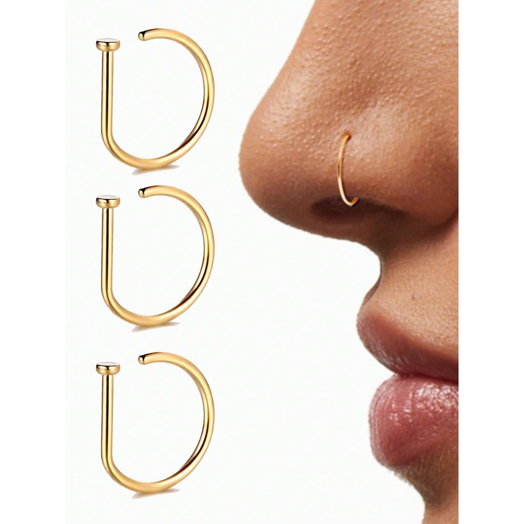 1/3PCS Geometric Nose Ring, Punk Septum Hoop for Women, Stainless Steel Nose Stud Body Jewelry, Piercing Gift