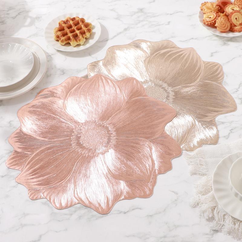 Sottopiatto Fiore di Loto Metallico Impermeabile Resistente al Calore Antiscivolo Per Tavolo da Pranzo Decorazione Matrimonio Festa