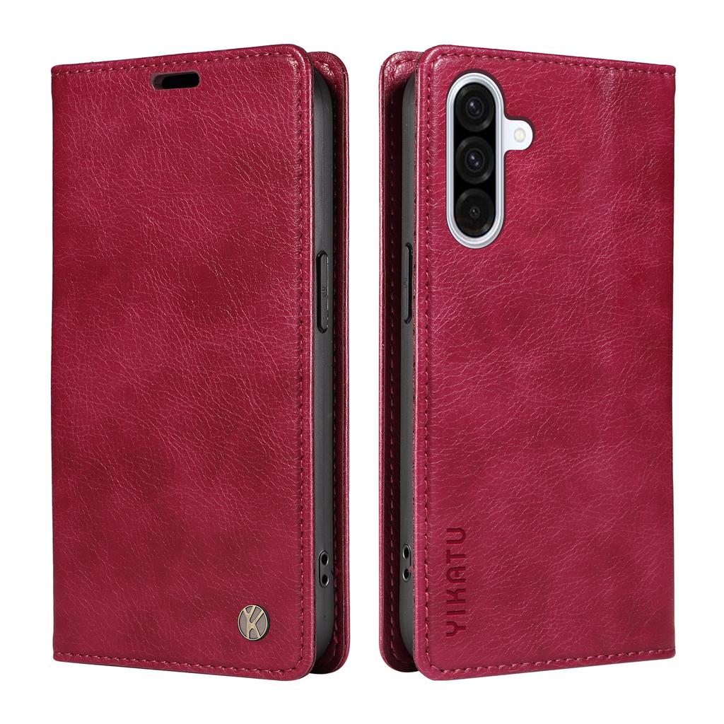 For Samsung Galaxy A36 5G Wallet Case YIKATU YK-006 Magnetic Closure Leather Phone Cover Litchi Texture