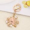 Yousheng Keychain Pendant Imitation Pearls Rhinestones Inlaid Octopus Shape Key Chain with Lobster Clasp Bag Charm Backpack