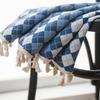 Yimanqiyun Blue French Grid Jacquard Semi-Blackout Bay Window Curtains