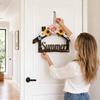House Plate, Handmade Rustic Wall Door Sign, with Seasonal Flowers And Hemp Rope Lanyard, for Holiday Decoration