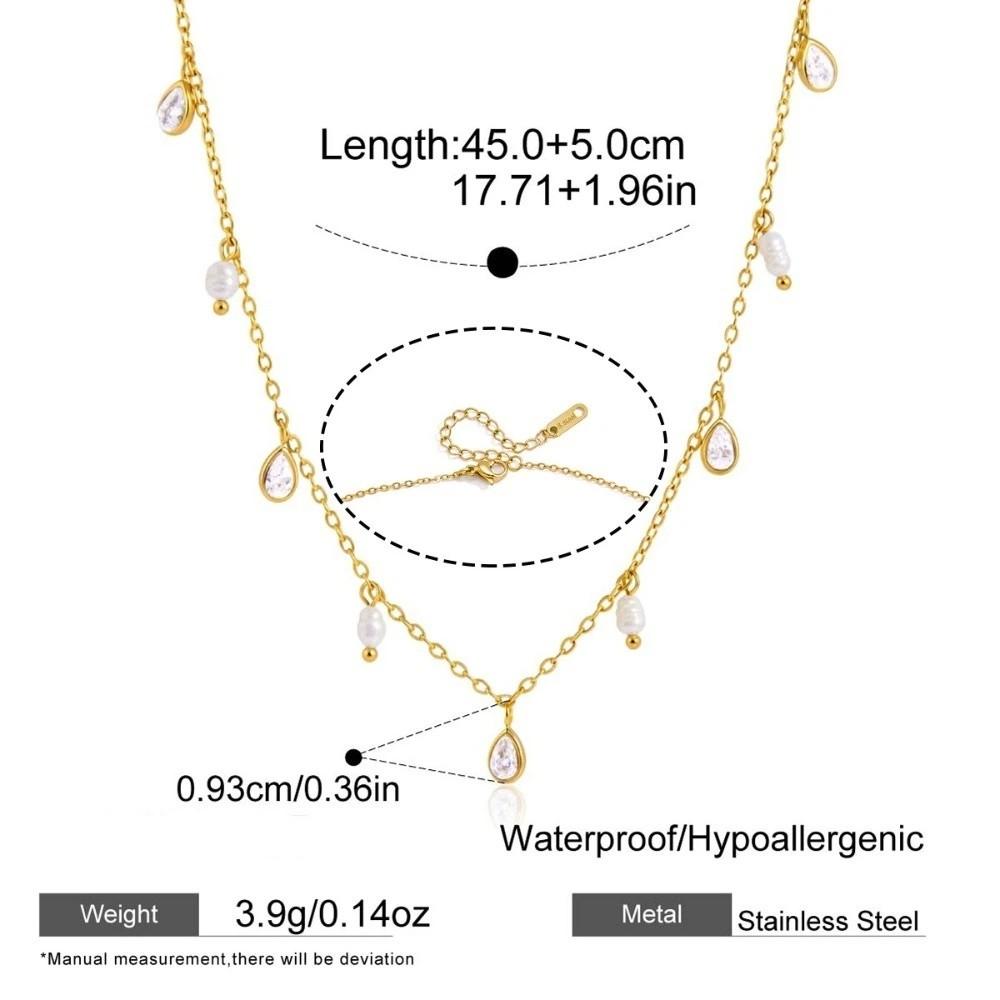 Y Shape Pearl Pendant Necklace 18K Gold Plated Wedding Necklace Elegant Chain Necklace Women