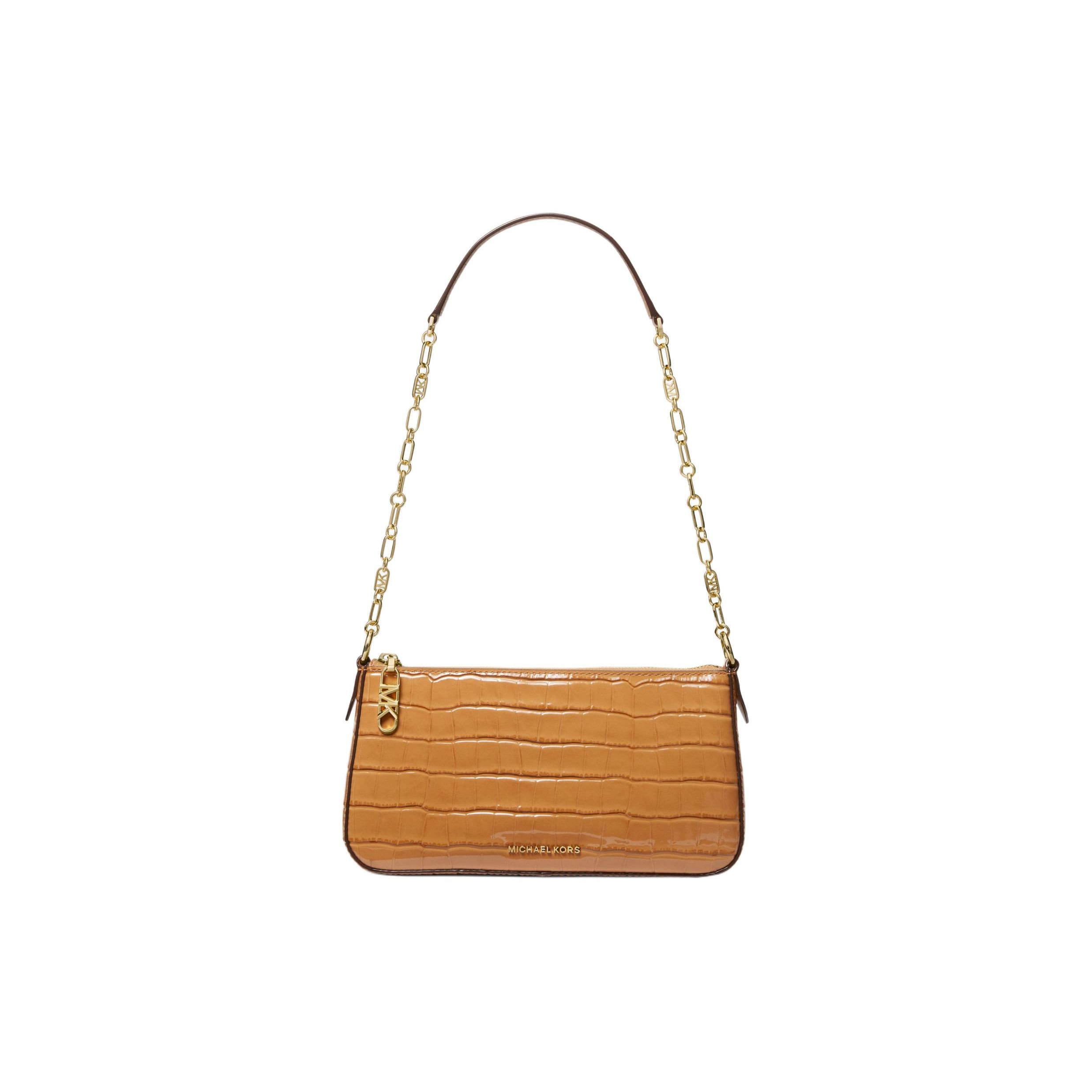 Michael Kors MK Empire Logo Zipper Closure Leather Tote Shoulder Bag Medium Women handbags Peanut 32S4G8EW6E-174 Basic Set (Bag+Dust Bag)