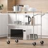 Kitchen Utility Cart, 3 Tiers, Wire Rolling Cart with 661LBS Capacity, Steel Service Cart On Wheels, Metal Storage Trolley with 80mm Deep Basket