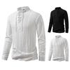 Men's Lace-Up Stand Collar Textured Shirt Long Sleeve Casual Retro Top for Men Spring Autumn Fashion Multi-Color Male Blouse