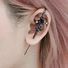 1pcs Retro Dark Star Moon Star Diamond Piercing Earrings Black and White Women's Niche Design Personalized Fashion Decoration