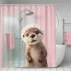 Adorable Otter Bath Curtain Funny Animal Theme Bathroom Decor Waterproof Polyester Shower Curtains for Bathtub Home Decorative