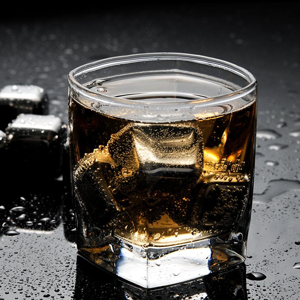 8 piece With Tongs And Box Whiskey Stones 304 Stainless Steel Metal Ice Cubes  Restaurant