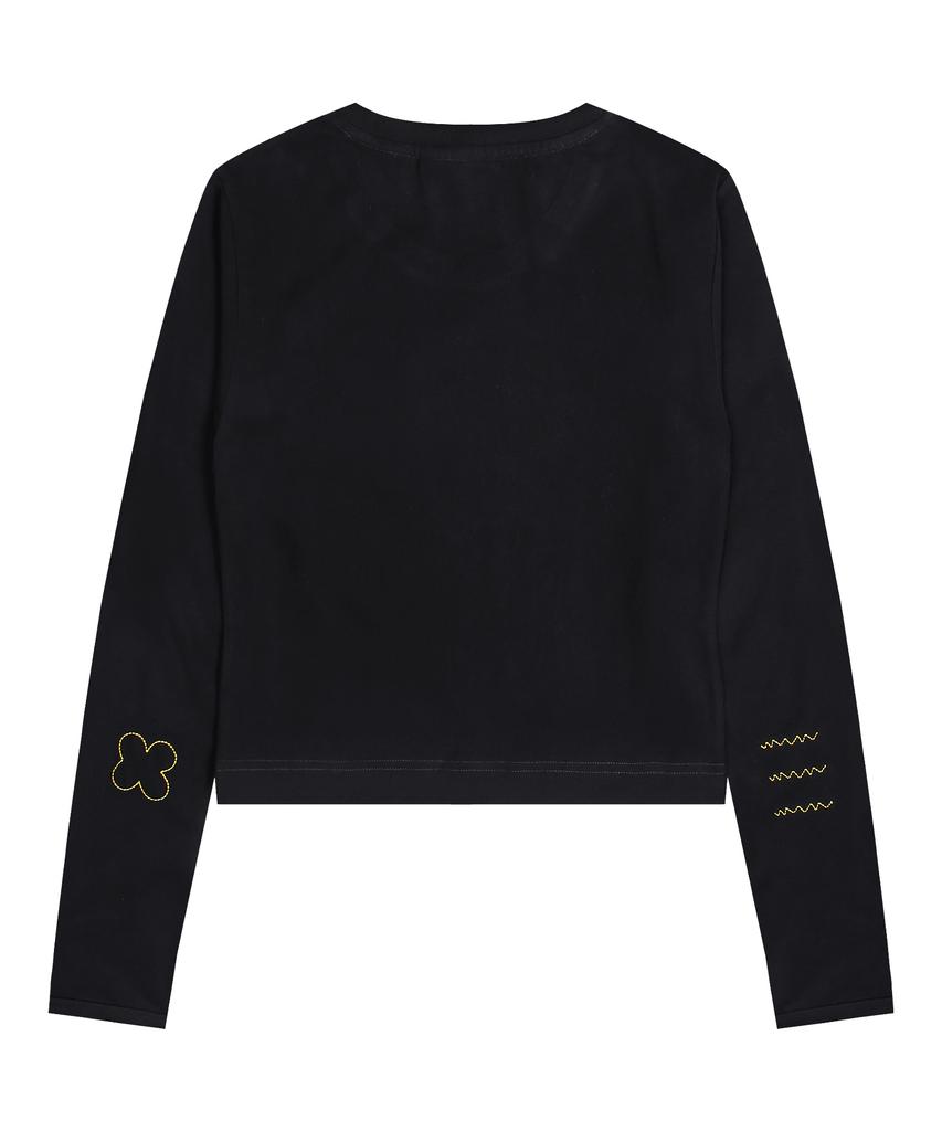 RuNaKi'Hu' Wxt023 Butterfly Applique Long Sleeve (Black)
